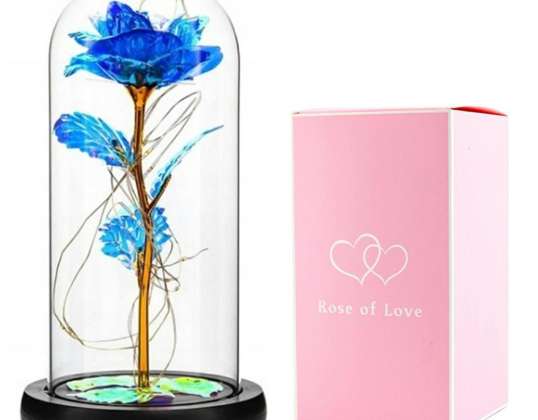 AG776B ROSA ETERNA EM AZUL DE VIDRO LED