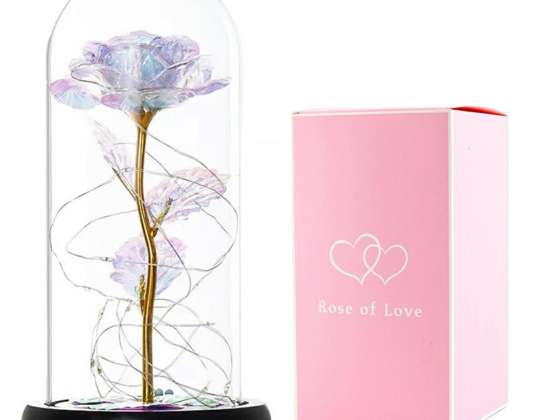 AG776C ETERNA ROSA EM VIDRO LED BRANCO