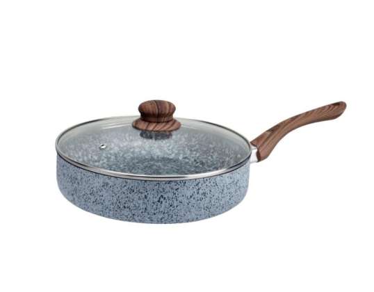 Oliver Voltz Siena OV51319J26CD, Aluminium Marble stone ceramic coated deep fry-pan with lid, 26 x 6.8 cm.