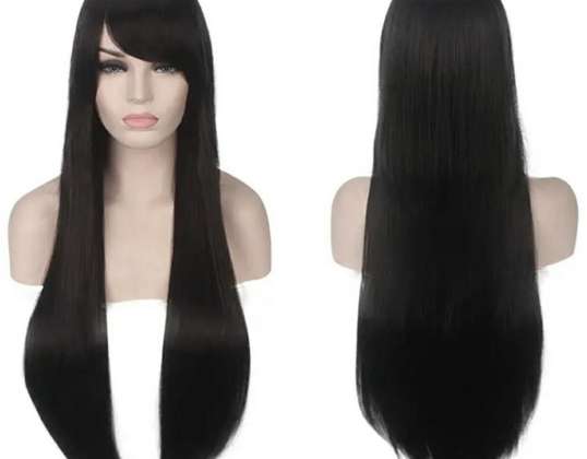 BQ3E WIG HAIR 80cm BLACK COSPLAY