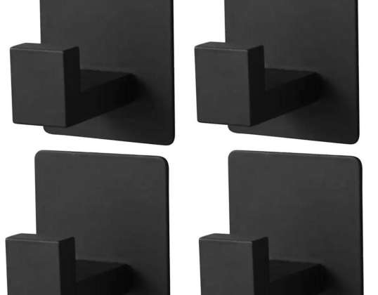 DA106 4x GANCHOS DE BANHEIRO PRETO