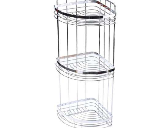 Triple Bathroom Corner Rack Rosberg R53001A3, 21 x 21 x 66 cm.