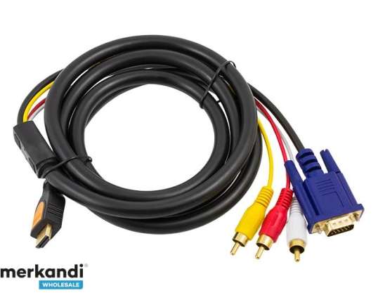 HD29 HDMI - VGA + 3RCA 1.8M GOLD CABLE