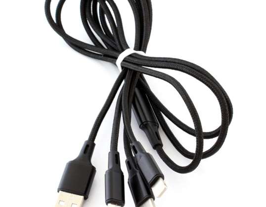 KK21I 3-1 MIKRO USB / USB-C-KABEL SORT
