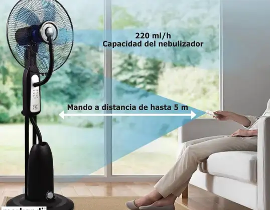 MIST FAN WITH 2,8 L WATER CAPACITY AND FULL FUNCTION REMOTE CONTROL