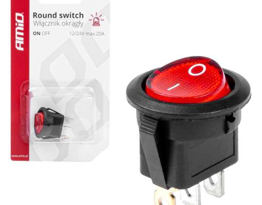 Interruptor redondo con retroiluminación roja amio 03086