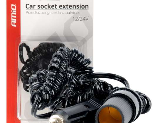 Car cigarette lighter socket extension cord 12v 24v 300cm amio 03805