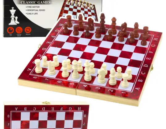 Wooden Game Set 3in1 Chess Backgammon Checkers Folding Board 30x30cm