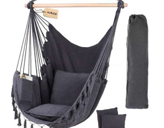 FOTEL WISZĄCY KRZESŁO BRAZYLIJSKIE HUŚTAWKA HAMAK GNIAZDO SZARY BOHO 150 KG