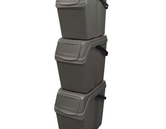 Комплект кошчета за разделно събиране Sortibox 3x25L сиви ISWB25S3