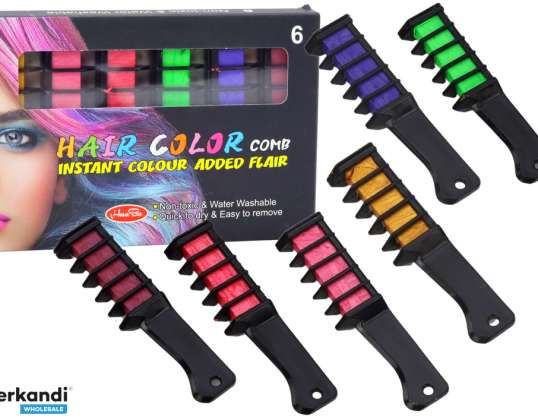 Hair Coloring Set Chalk 6 Pieces Glossy