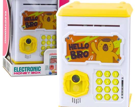 Elektronikus biztonságos ATM tűs doboz gyerekeknek Capybara sárga
