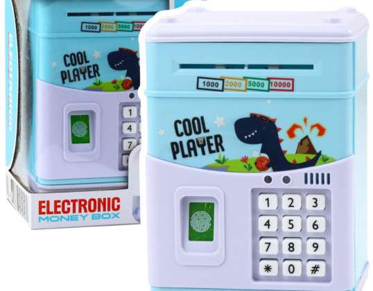 Elektronischer Safe Geldautomat Pin Sparschwein für Kinder Dinosaurier Blau