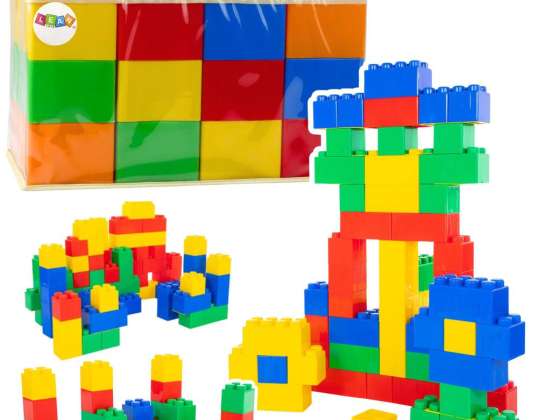 Didelių statybinių blokų rinkinys maišelyje spalvingas 28,5x9x9 cm 12vnt.