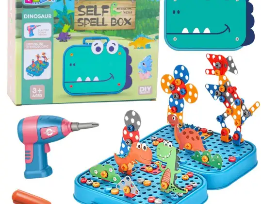 Twisting Kit DIY kovček Sestavljanka Dinozavri Gradbeni bloki Izvijač 228el.