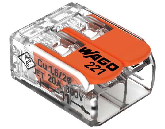 Wago 2-way connector. Model: 221 412. from 0.20 4.00mm?. 5 pcs