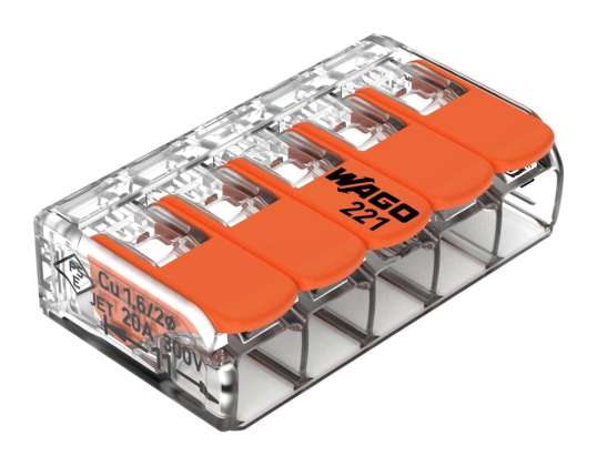 Wago 5-way connector. Πρότυπο: 221 415. από 0.20 4.00mm?. 5 τεμ