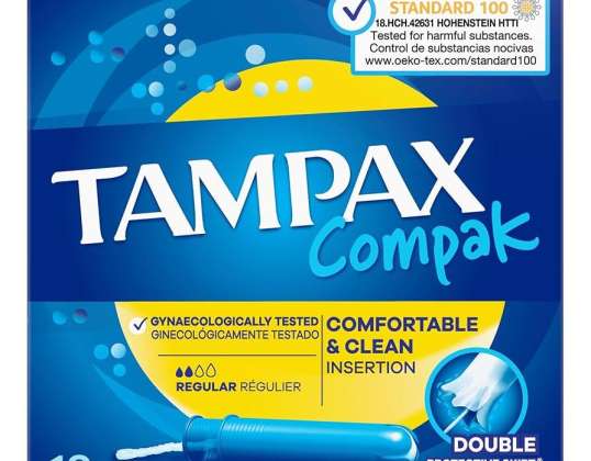 Tampax Compak Regular 18 kpl | Huomaamaton ja mukava päivittäinen suojaus | Tukku