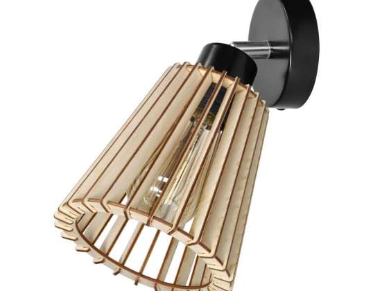 Aplique DELOS 1P E27. máx.60W. negro. madera