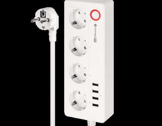Priză LEC KM2250 Kruger&amp;Matz 4 prize tip german și 4xUSB 2100 mA Connect P6 Tuya