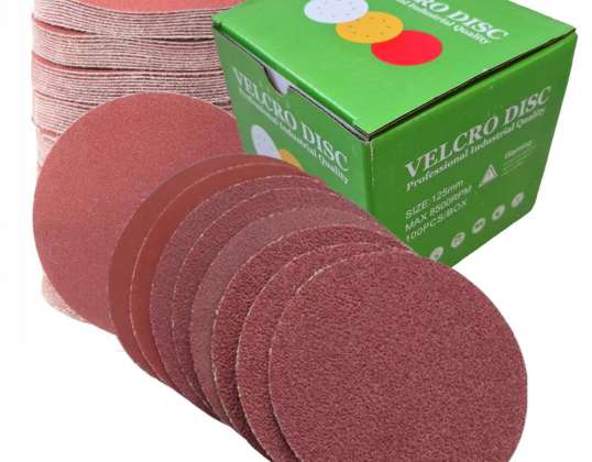 100 x švitrinis popierius 125 mm su Velcro | P40-P600 | Šlifavimo diskai medienai, metalui, lakui | Šlifavimo diskai orbitiniams ir kampiniams šlifuokliams