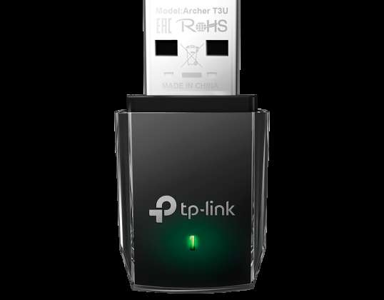 TP LINK AC3.0 AC1300 Archer T3U mrežna kartica. Bežičan. dvije trake. 400/867 Mb/s. 802.11ac/n. mini
