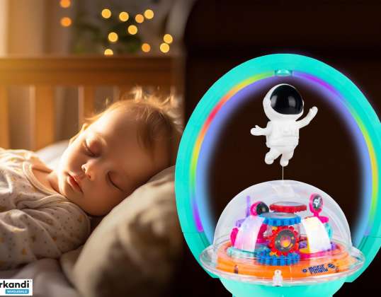 LAMPE DE CHEVET ASTRONAUTE EN LÉVITATION POUR ENFANTS – PROJECTEUR LED AVEC MUSIQUE, ÉLÉMENTS MOBILES ET EFFET DE LÉVITATION MAGNÉTIQUE
