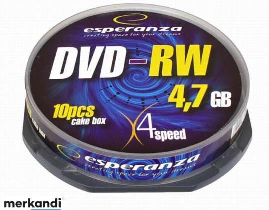 1011 Dvd rw esperanza 4.7gb x4 boîte à gâteau 10 pcs.