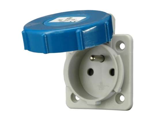 Prise panneau 2P Z. 16A. 230 V c.a. Indice de protection IP67