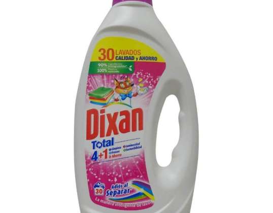 Gel détergent Dixan 30 doses 1 350 l. Gel de couleur total 3+1.