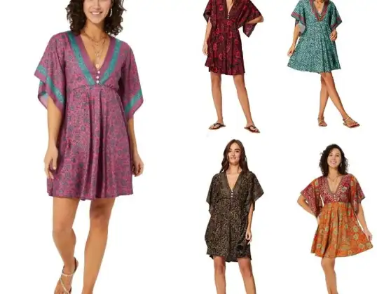 FOURNISSEURS DE VÊTEMENTS - Robe de plage caftan - Coton - Imprimés assortis