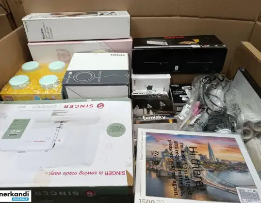 350 € – Palette mixte de 60 à 70 pièces : électroménager, meubles, jouets, articles pour bébés, retours A/B/C, immédiatement en stock