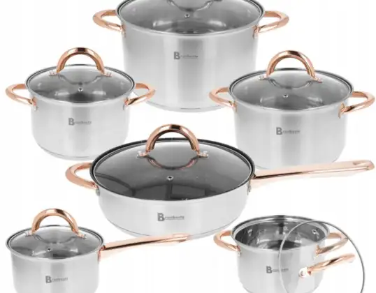 Batterie de cuisine de luxe 12 pièces – acier inoxydable – fond 5 couches – Induction