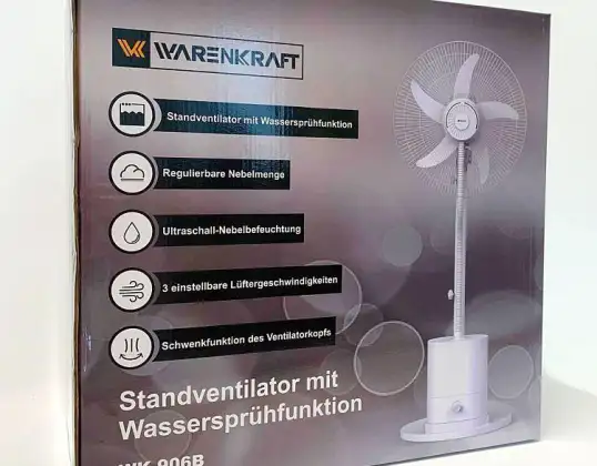 Вентилатор на пиедестал Warenkraft с функция за пръскане на вода