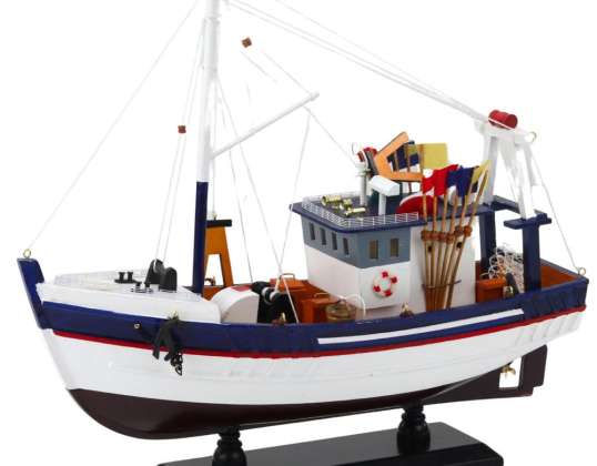 Modèle de collection bateau décoratif cotre de pêche équipé 37x34cm