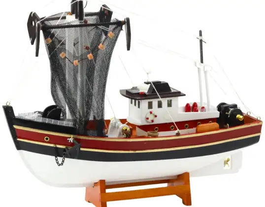 Modèle de collection décoratif bateau de pêche Bateau Filet de pêche 38x31cm