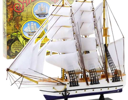 Maquette de collection décorative bateau à voile frégate blanche 49x43cm