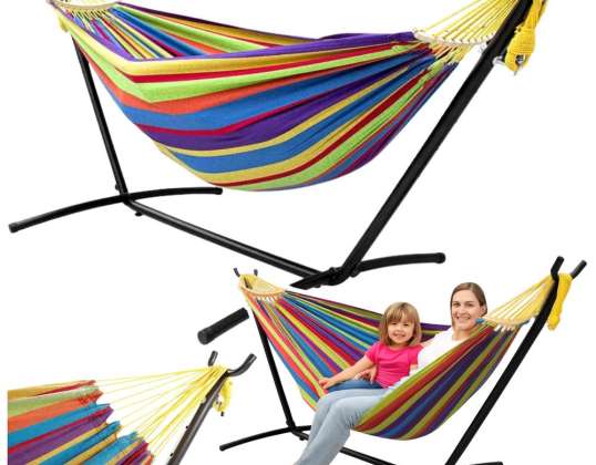 Hamac de jardin avec cadre Double coloré 200x120