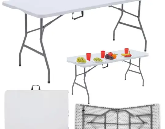 Table pliante avec serrure Table de banquet pour traiteur Blanc 180 x 74 cm