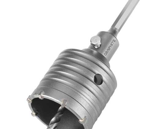 Bor med kronen i hårdmetal 65 mm med HEX-adapter og pilotbor