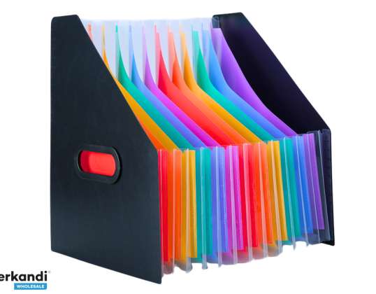 Vertical Folder Organizer for Documents Colorful Bookmarks Pockets Black A4