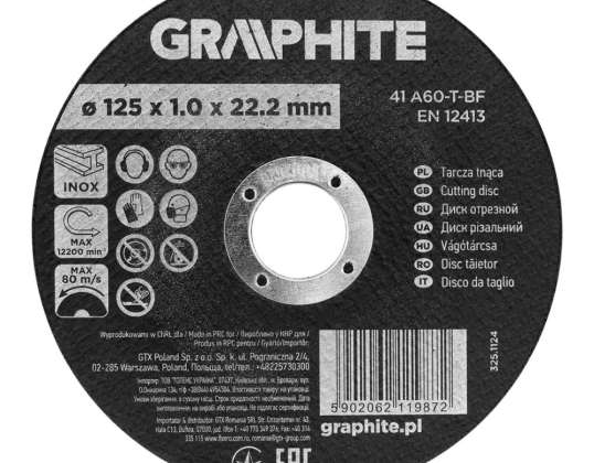Trennscheibe. Aluminiumoxid für Metall/INOX 125 x 1,0 x 22,2 mm. 41 A60 T BF. Karton 110 Stück