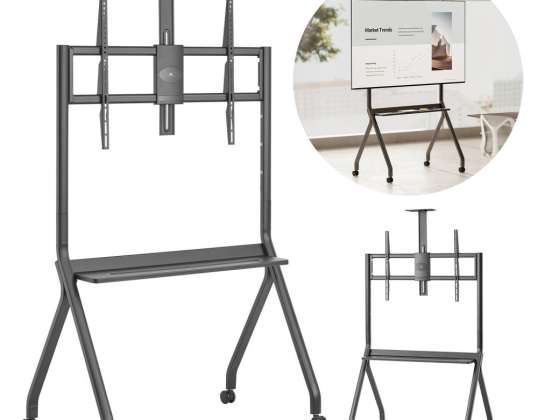 Ständer / Wagen für Maclean TV. Eine Ablage für eine Kamera. auf Rädern. 55.100&quot;. Max. Traglast 120kg/10kg Regal. Max. VESA 900x600. schwarz.