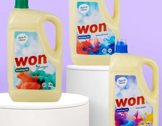 WON Washing gel 4,8 L, Discover the experience of brilliant cleanliness