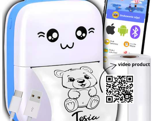 MINI IMPRESORA MÓVIL INALÁMBRICA PARA FOTOS, NOTAS, APRENDIZAJE, SKU: 2090 (Stock en Polonia)