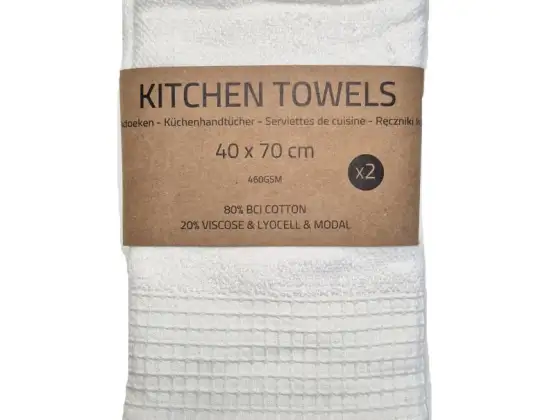 2-опаковки бели кърпи за ръце 40х70см – 460GSM