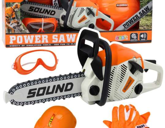 Set Chainsaw Helmet Glasses Gloves Sounds