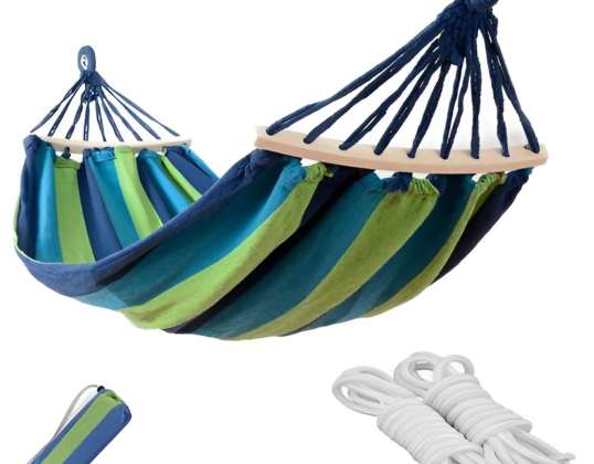 DOUBLE HAMMOCK FOR 2 PEOPLE XXL GARDEN SWING BAR + COVER ROPES
