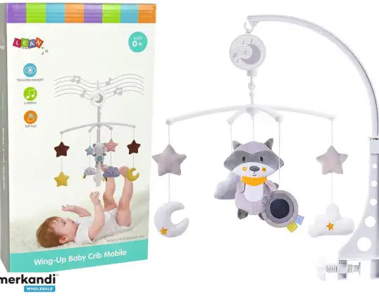 Carrusel de bebé para cuna Peluche Mapache Gris Melody