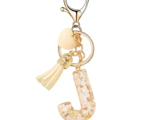 Sleutelhanger LETTER " J" Witgouden stenen met hart BRL329J